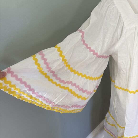 Lisa Marie Fernandez X Target Ric Rac Ribbon Dress Size XL White Yellow Pink - Picture 2 of 6